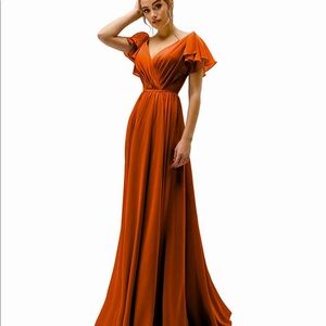 Bridesmaids dress in rust
